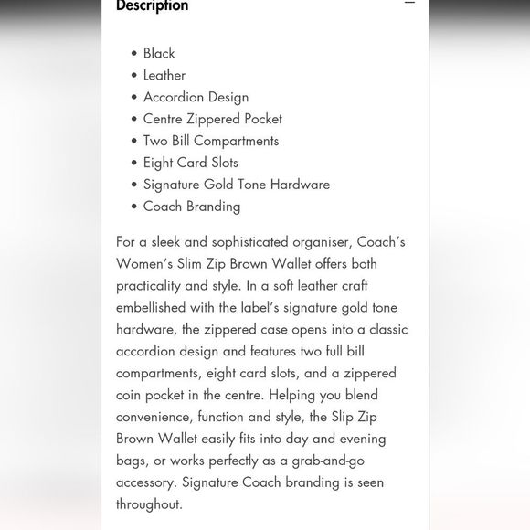 Coach Logo Slim Accordian Zip Leather Wallet - Picture 7 of 12